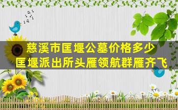 慈溪市匡堰公墓价格多少 匡堰派出所头雁领航群雁齐飞